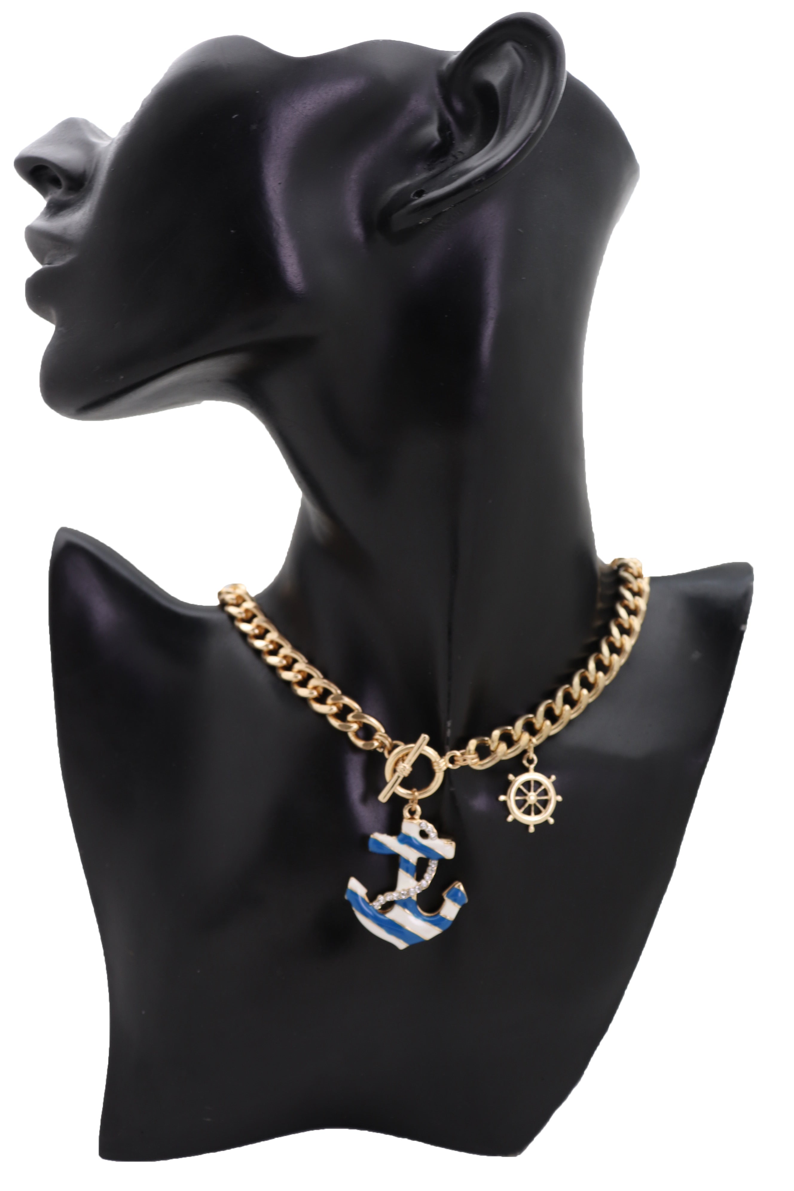 Chain belt - Metal, gold & blue — Fashion