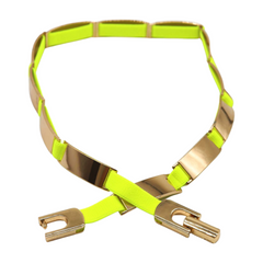 Neon Yellow Elastic Skinny Belt Gold Metal Buckle S M L