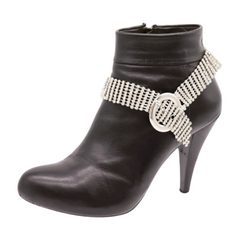 Women Silver Metal Chain Boot Bracelet Anklet Shoe Bling Buckle Charm