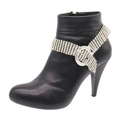 Women Silver Metal Chain Boot Bracelet Anklet Shoe Bling Buckle Charm