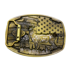 New Men Gold Metal Belt Buckle Deer Nature Hunter Western Fashion Winter Country