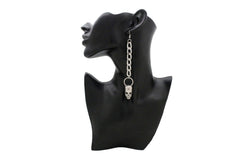 New Women Street Earring Set Fashion Jewelry Silver Metal Chain Skeleton Skull Charm