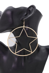 Women Earring Set Big Gold Metal Hoop Texas Lone Star Bling Fashion Hot Jewelry