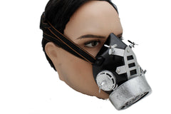 Men Women Face Black Silver Halloween Costume Gas Mask Steampunk Nuke One Size