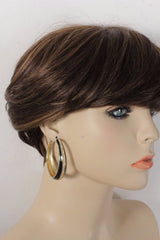 Women Earrings Set Fashion Jewelry Black Metal Gold Hoop Silver Bling Classic