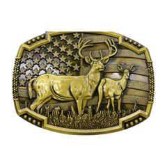 New Men Gold Metal Belt Buckle Deer Nature Hunter Western Fashion Winter Country