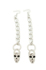 New Women Street Earring Set Fashion Jewelry Silver Metal Chain Skeleton Skull Charm