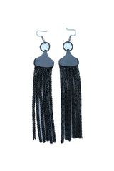 Sexy Women Earrings Set Hook Fashion Jewelry Black Mesh Metal Long Tassel Fringe