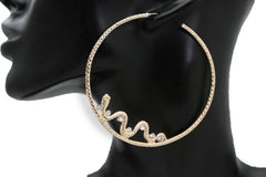 Brand New Women Earrings Big Gold Metal Hoop Trendy Fashion Jewelry Dangle Hook Snake