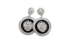 Women Silver Metal Earrings Set Fashion Lion Round Western Stylish Cool Jewelry