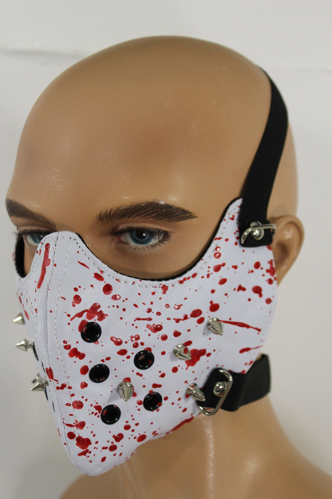 White Faux Leather Hannibal Blood Spikes Mouth Muzzle S&M Face Mask Ha –  alwaystyle4you
