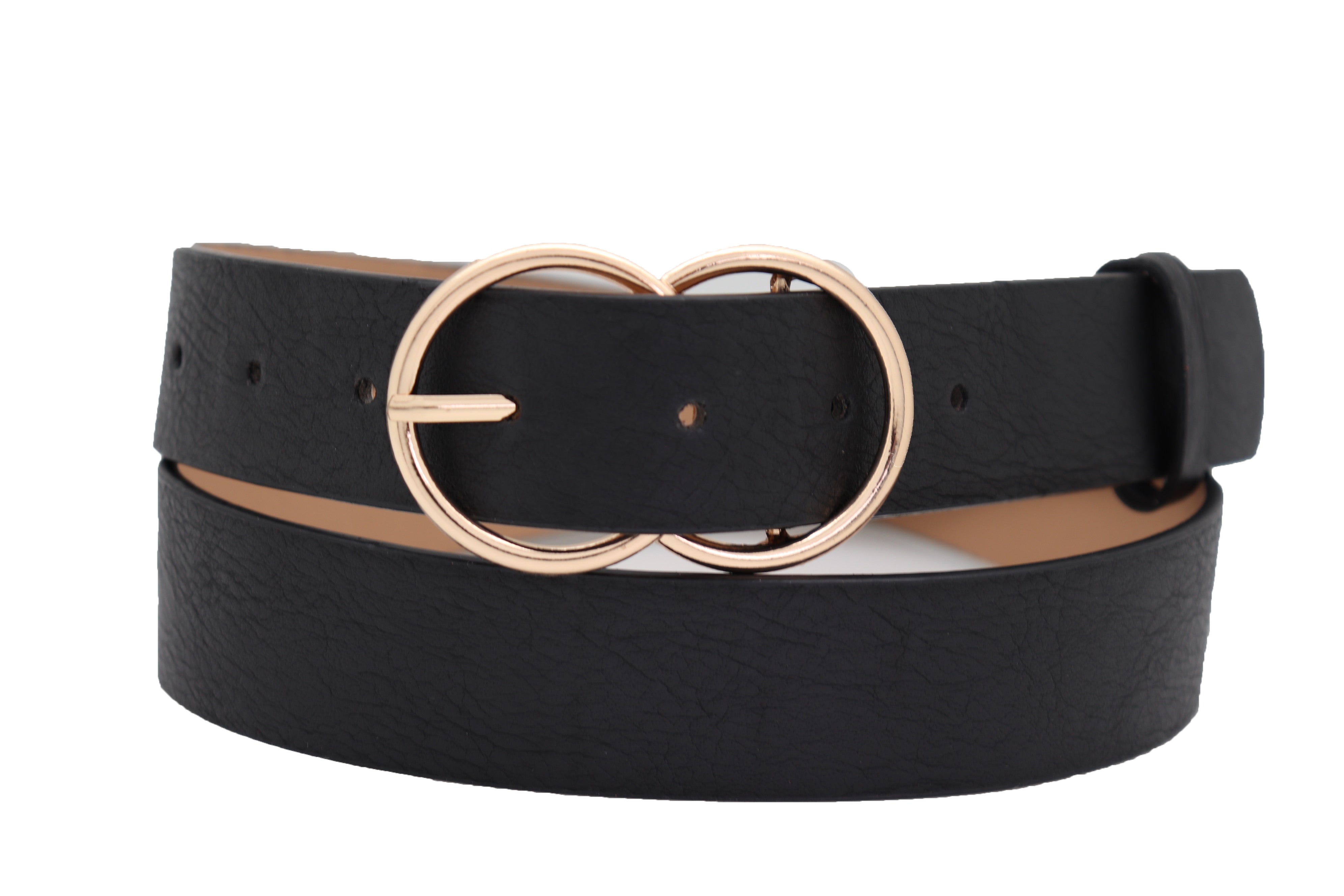 Leather Belt with Gold Buckle XL / Black