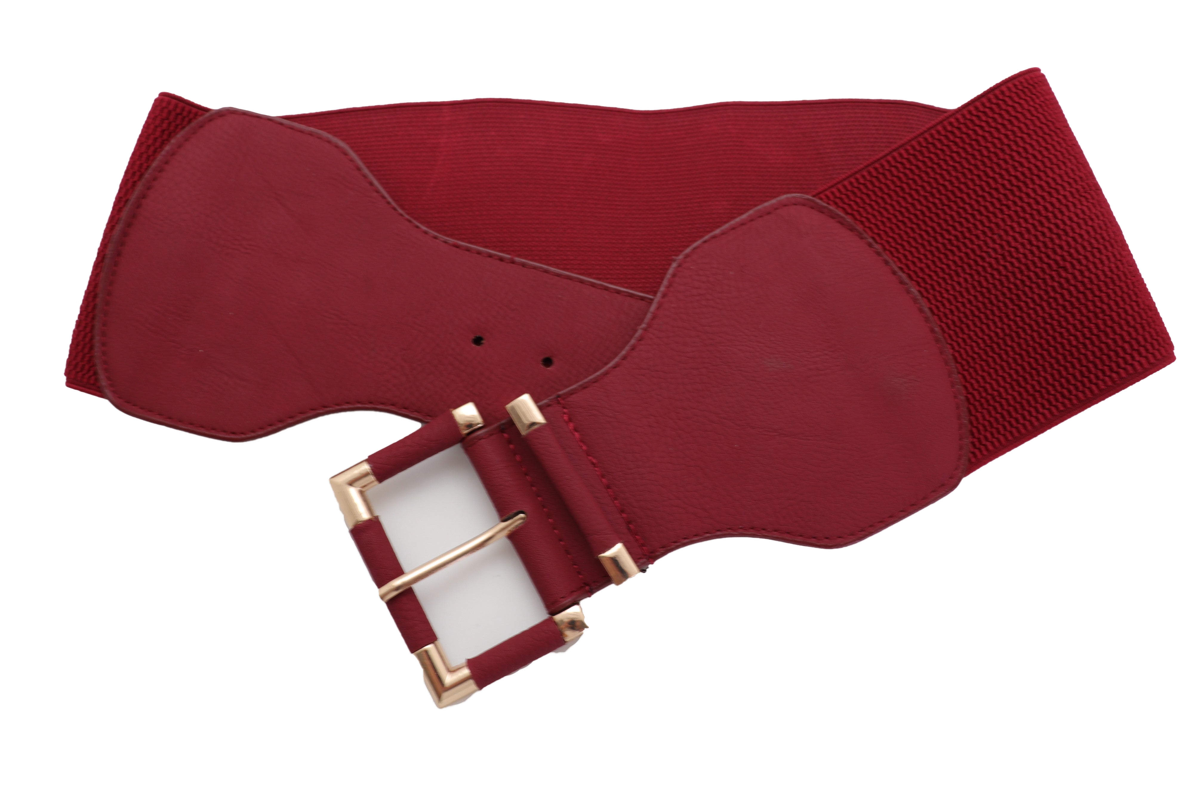 Oxblood Red Belt Red and Grey Belt Leather and Elastic Belt 