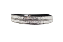 Dressy Fashion Black Elastic Band Belt Bling Silver Rhinestones Size S M