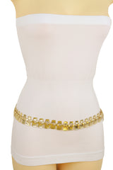 Fashion Belt Gold Mesh Metal Chain Link Charms Strand Waistband Size S M L-
